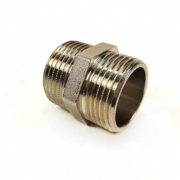 101-1/4 Резьбовой соединитель НР G1/4″ – НР G1/4″, никелир. латунь