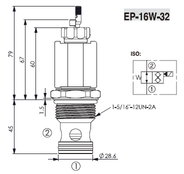 EP-16W-32-24VDC 2/2 Клапан 1 5/16 НО.DL с ручным дублером