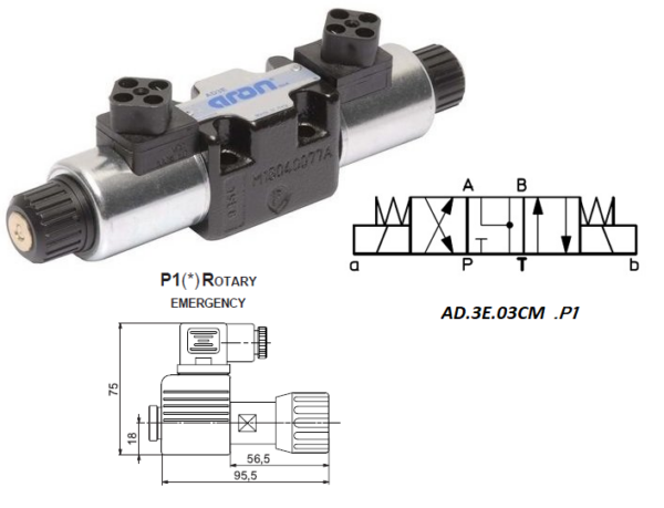 AD3E03CM3.P1 Гидрораспределитель ДУ6 34 сх, 24VDC, Brevini