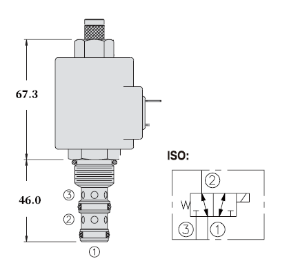 SV-10-34-24VDC 3/2 Клапан 7/8UNF, НО, 23 л/мин, 210 бар, 24VDC