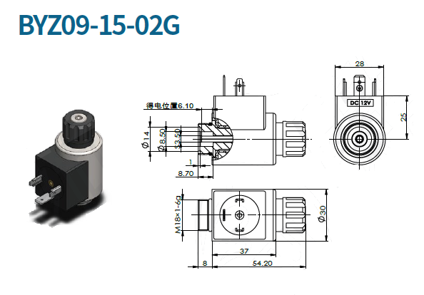 BYZ09-15-02G катушка DC24V (ось 13мм/ 37мм)